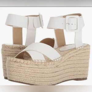 Marc fisher White Espadrille Platform Sandals with Ankle Buckle